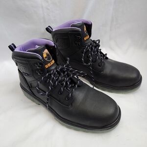 Brahma Combustion 6" Steel Toe Work Boots Women's 9 Black Purple Non slip Safety